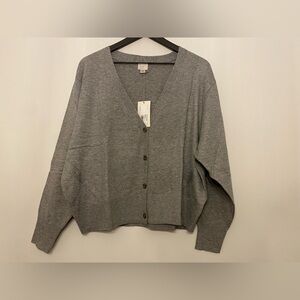 Gray V-Neck Button-Up Women's Sweater NWT Sz XXL
